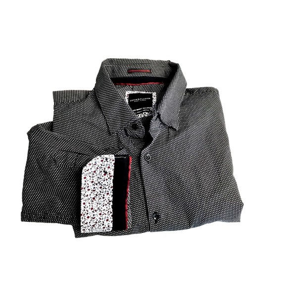 Mens DENIM & FLOWER RICKY SINGH Black White Shirt Size L, Large Button Down VGC - Picture 1 of 9